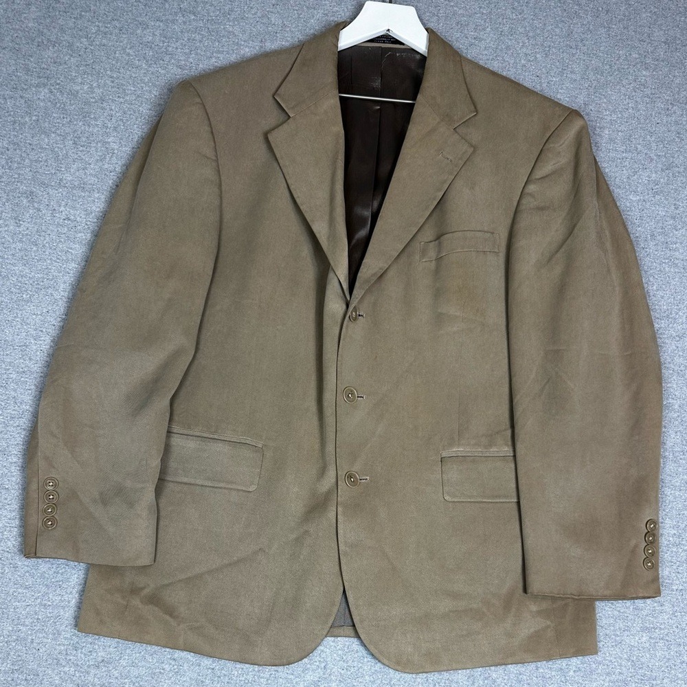 Oscar de la Renta Blazer Mens 42 Short Brown 100% Tencel Lyocell Dress Jacket